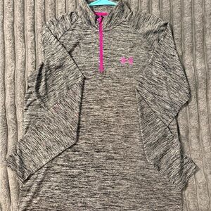 Under Armour Heathered Gray and Pink Pullover